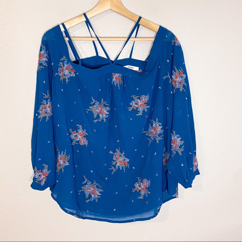 Ro & De Long Sleeve Embroidered Blouse